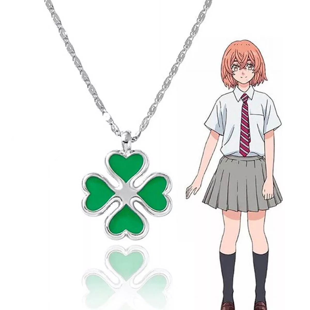 Tokyo Revengers Collar Hinata Metálico Trebol