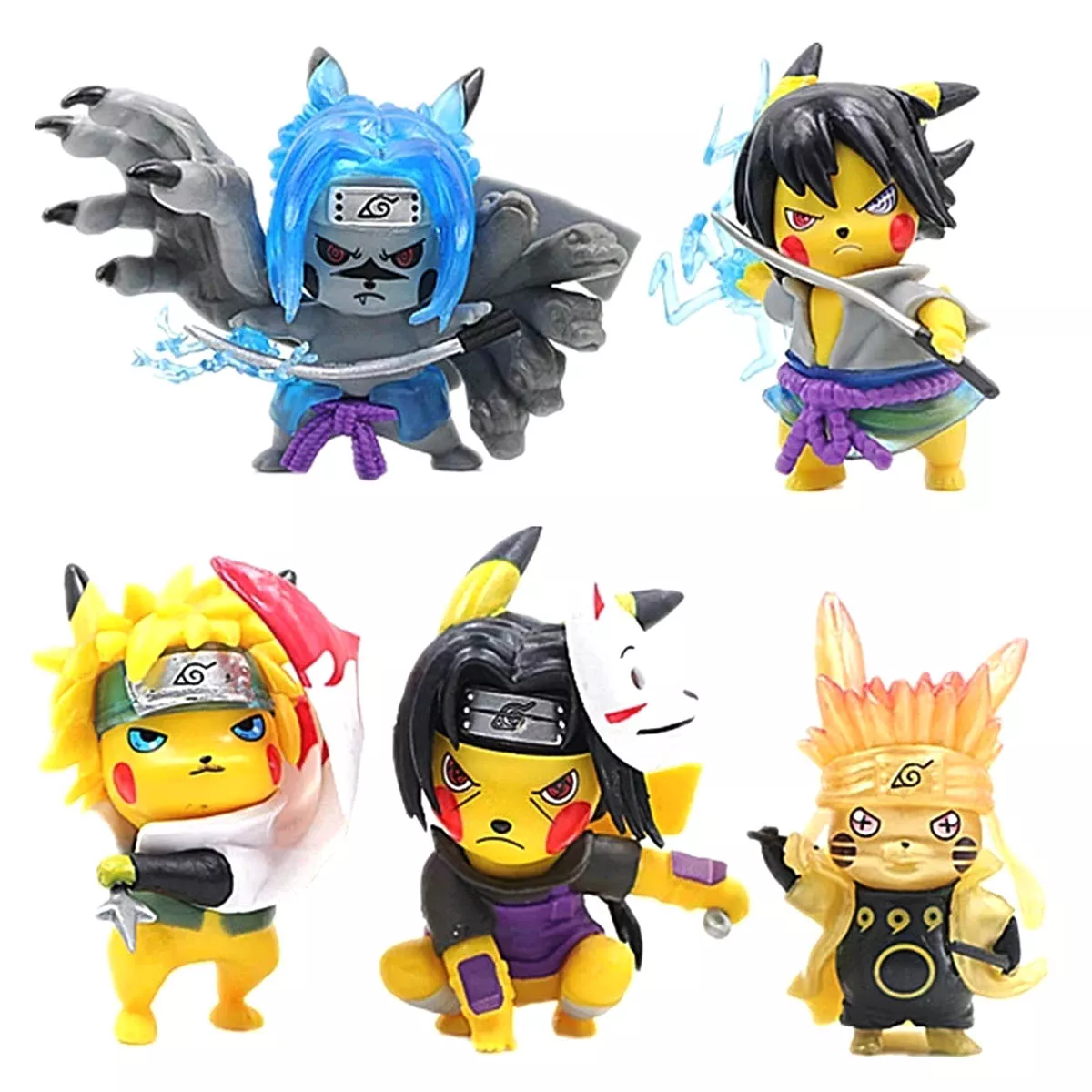 Pokemon Pi-Kachu x Naruto Figuras Set 5 Pz Precio x Unidad 10cm