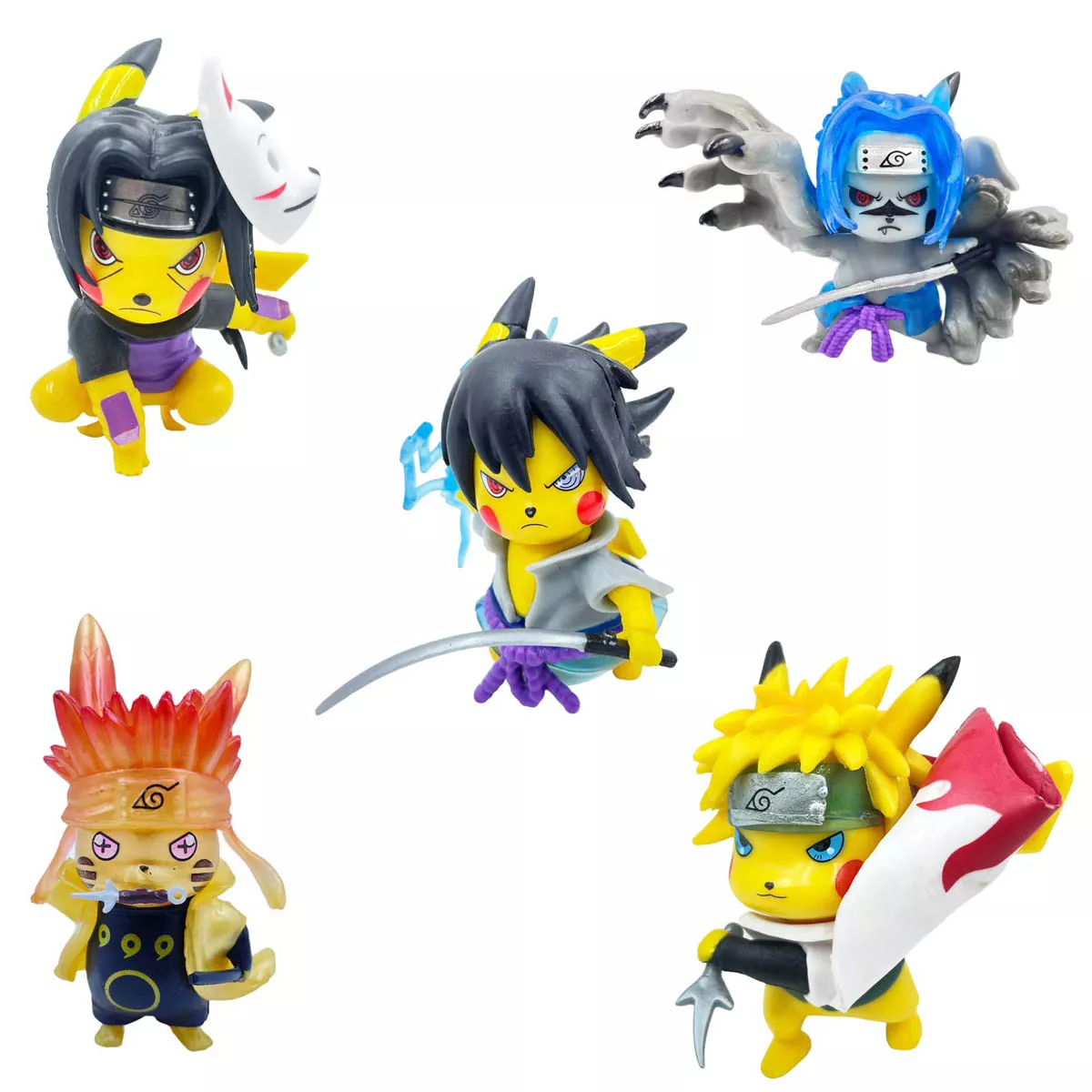 Pokemon Pi-Kachu x Naruto Figuras Set 5 Pz Precio x Unidad 10cm