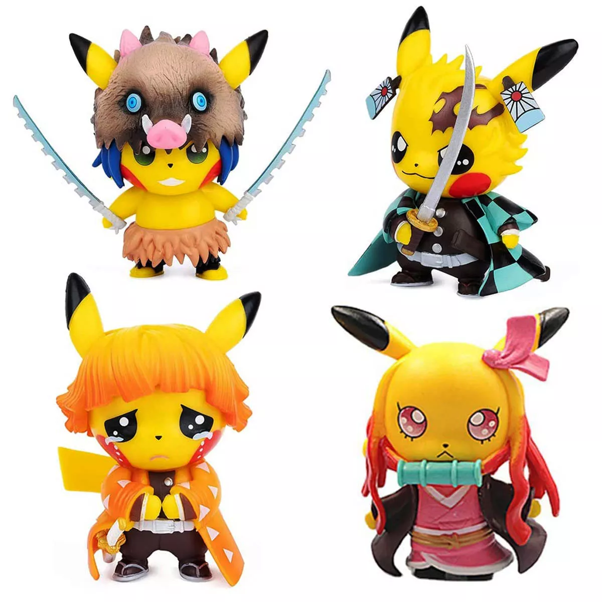 Pokemon Pi-Kachu x Demon Slayer Figuras Set  4 Pz Precio x Unidad