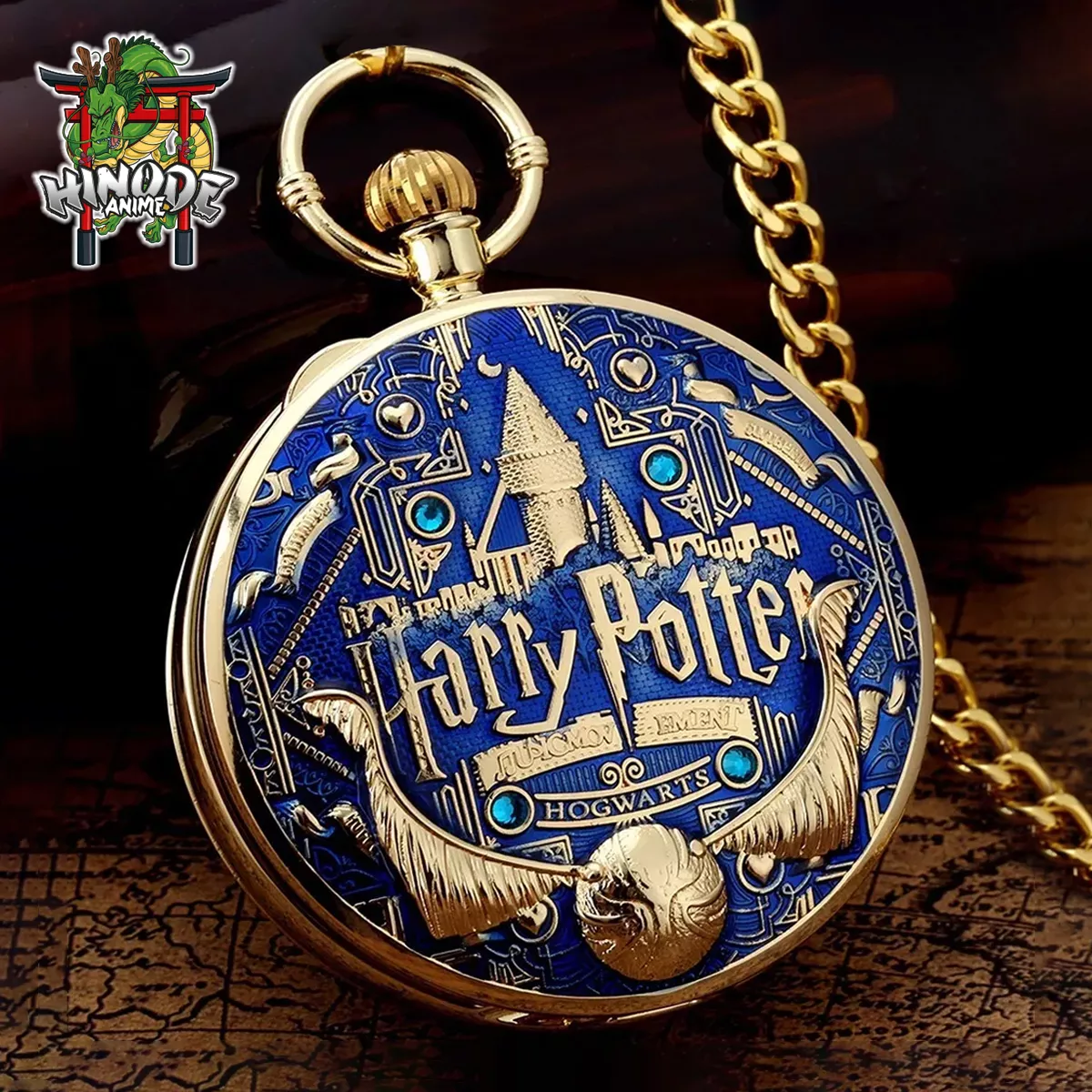 Harry Potter Reloj de Bolsillo Con Caja Musical A Cuerda Azul M1