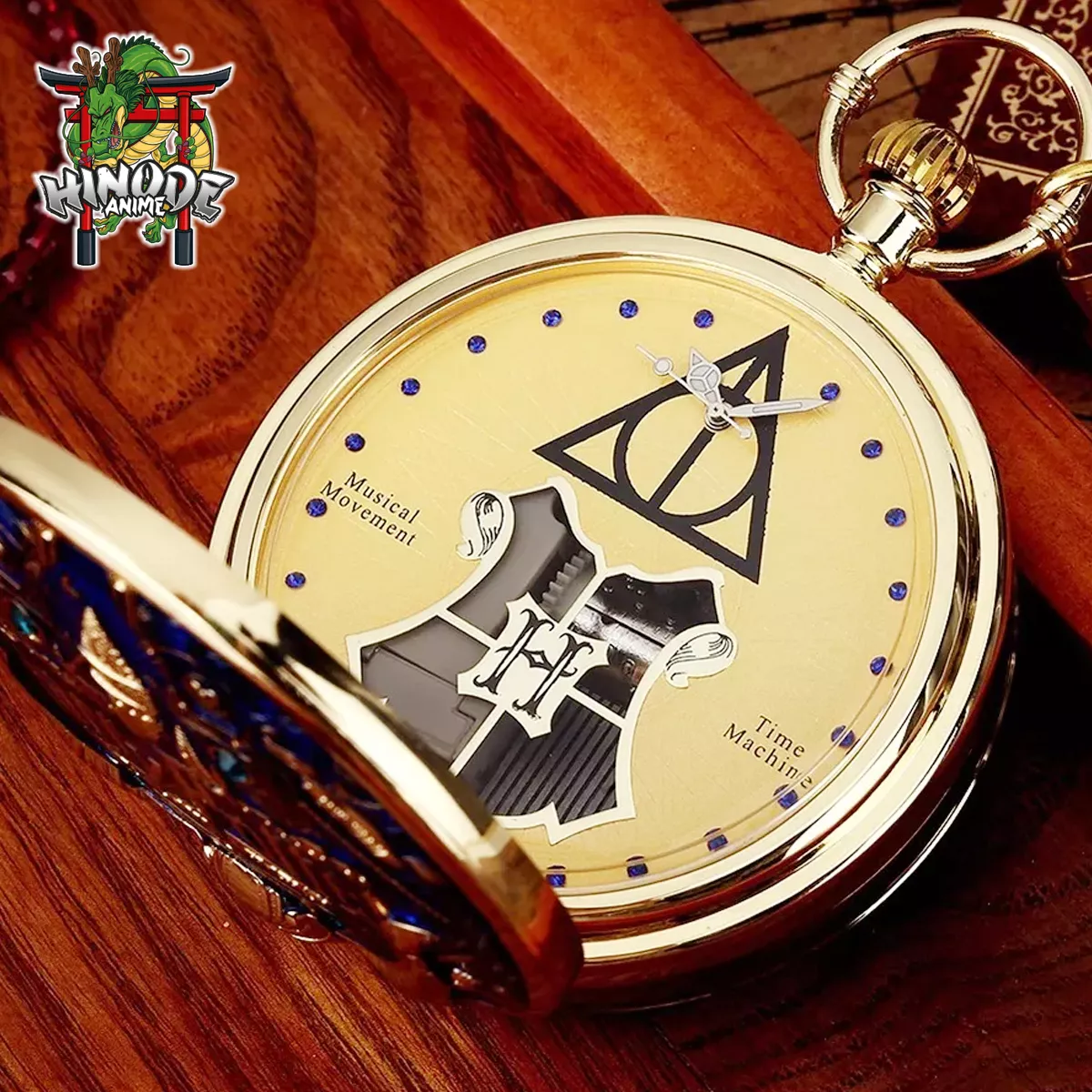 Harry Potter Reloj de Bolsillo Con Caja Musical A Cuerda Azul M1