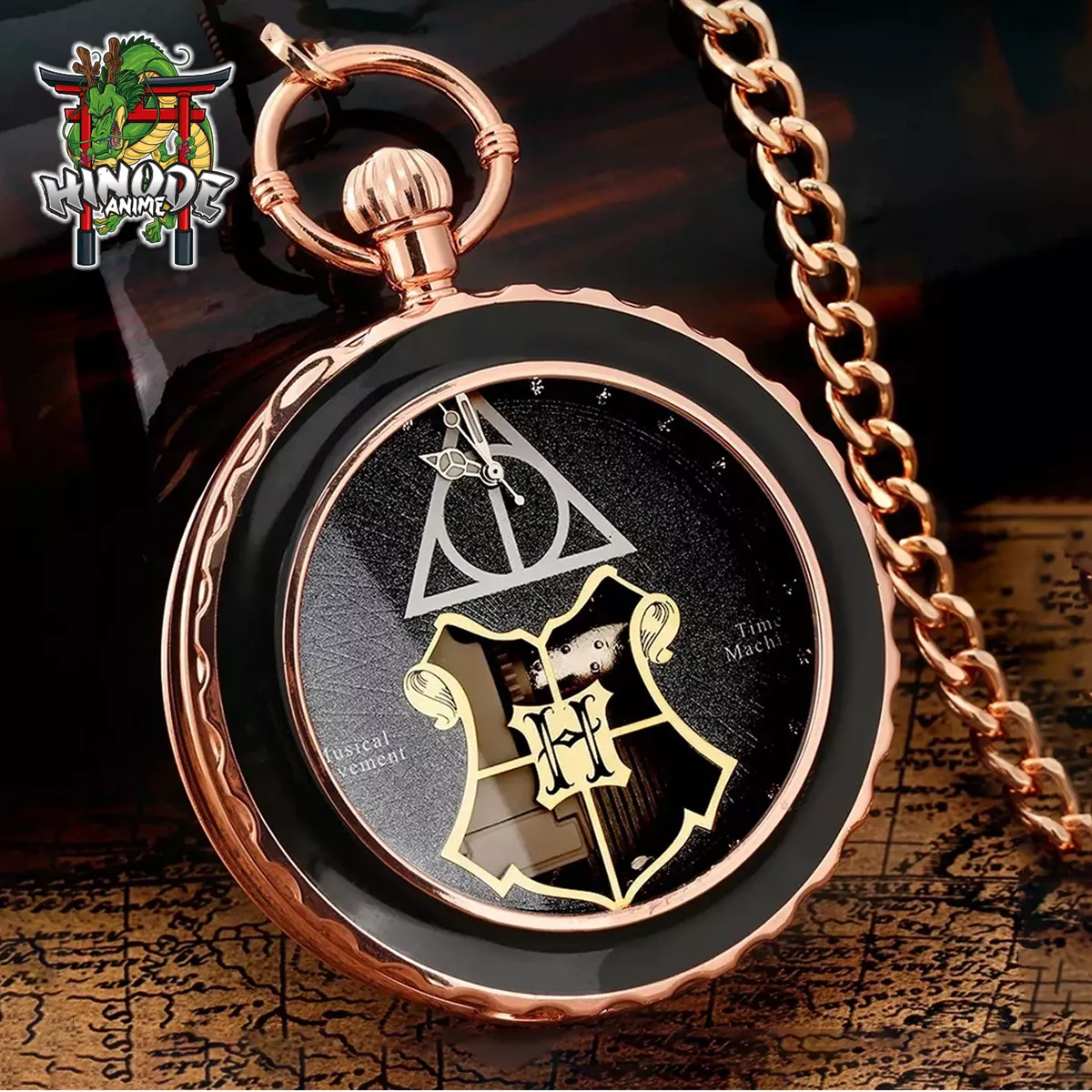 Harry Potter Reloj de Bolsillo Negro Con Caja Musical A Cuerda M2