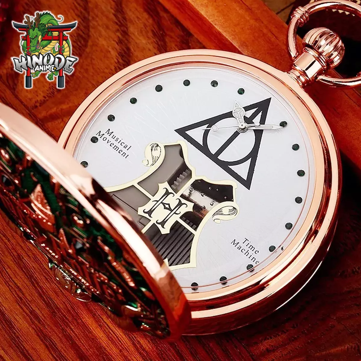 Harry Potter Reloj de Bolsillo Con Caja Musical A Cuerda Verde M1