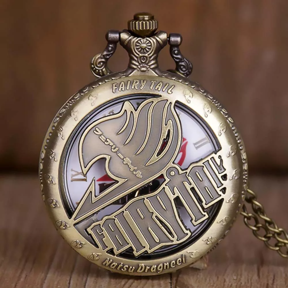 Fairy Tail Logo Tallado Reloj de Bolsillo Vintage Collar