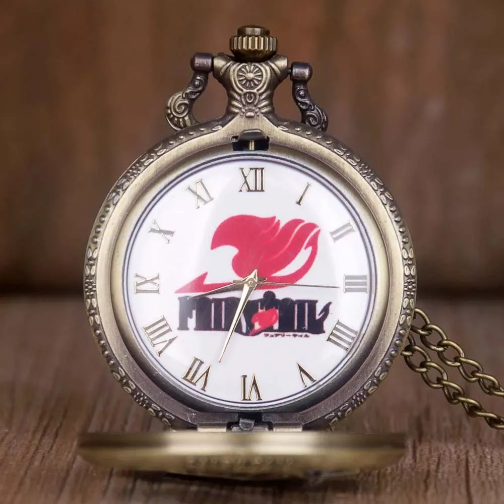 Fairy Tail Logo Tallado Reloj de Bolsillo Vintage Collar