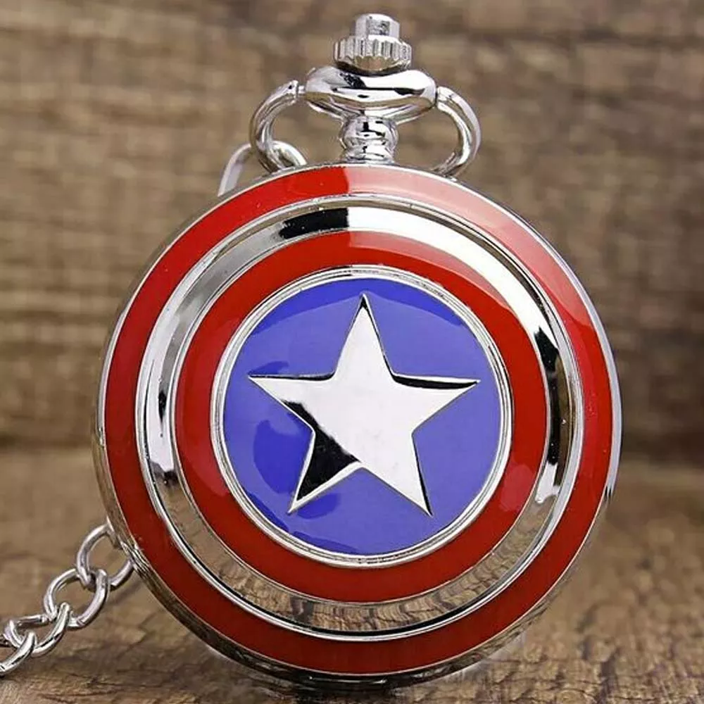 Marvel Escudo Capitán América Reloj de Bolsillo Vintage Collar