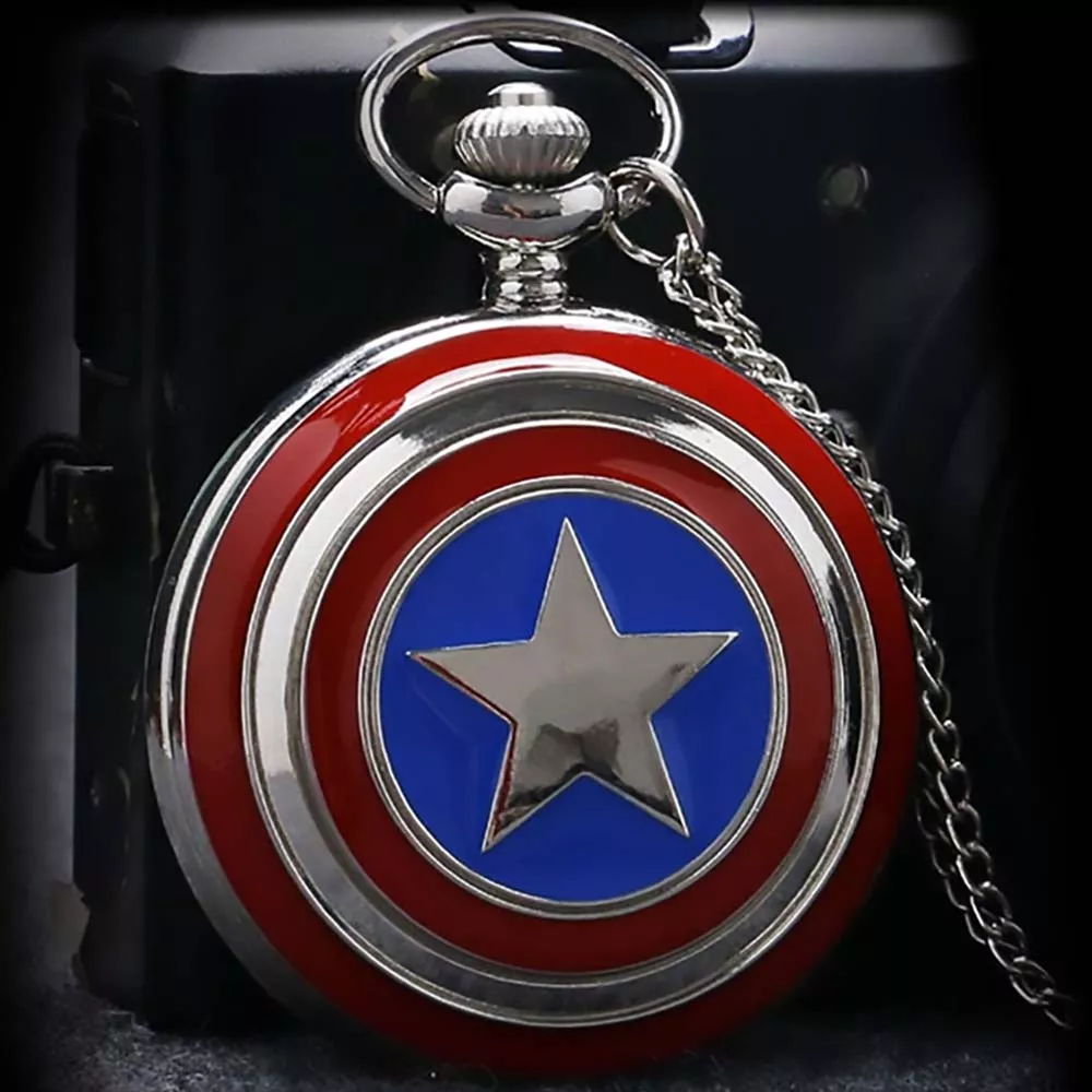 Marvel Escudo Capitán América Reloj de Bolsillo Vintage Collar