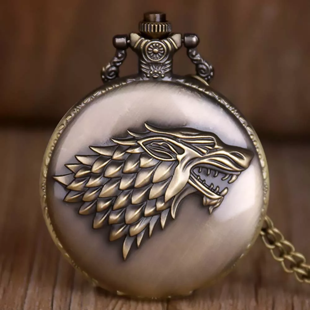 Game Of Thrones Casa Stark Reloj de Bolsillo Vintage Collar