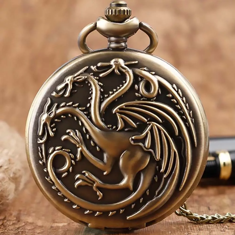 Game Of Thrones Casa Targaryen Reloj de Bolsillo Vintage Collar