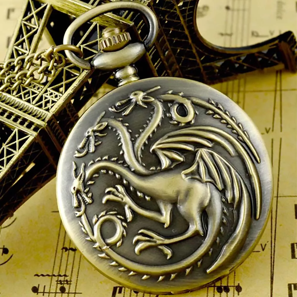 Game Of Thrones Casa Targaryen Reloj de Bolsillo Vintage Collar