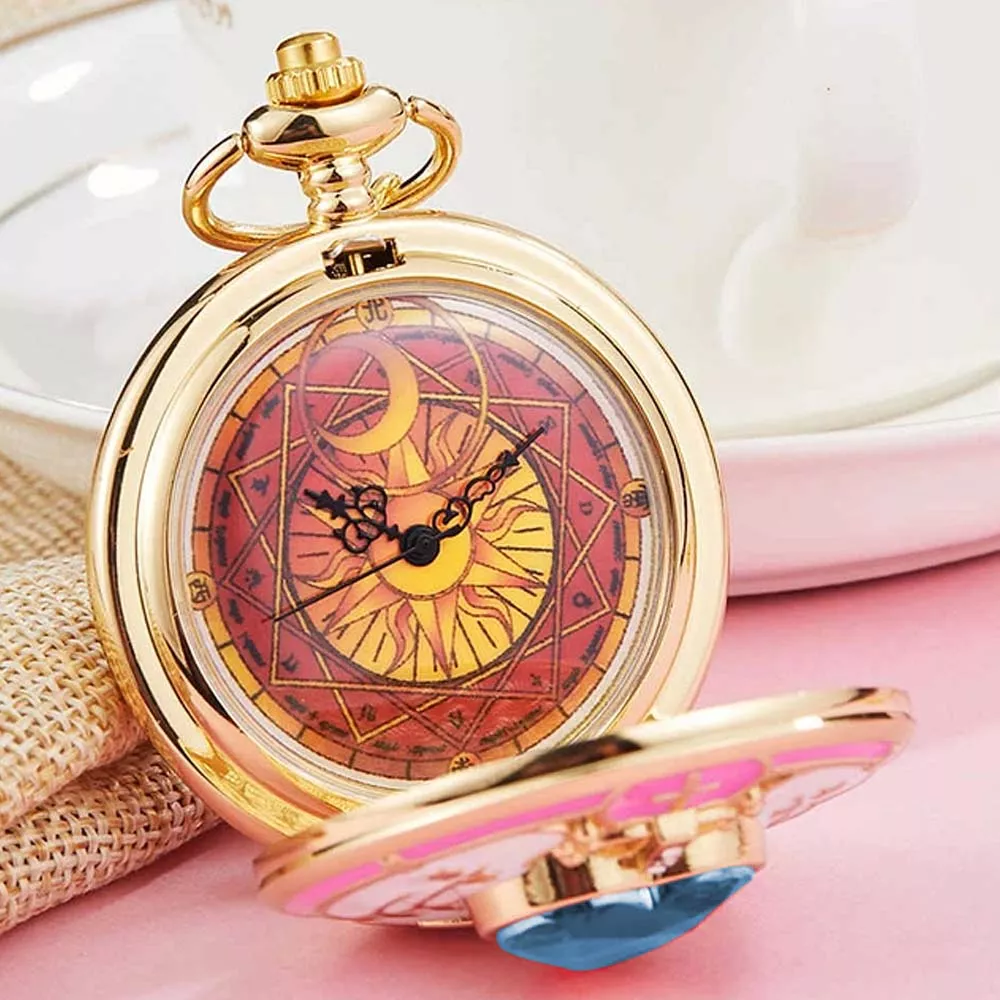 Sakura Card Captor Reloj de Bolsillo Vintage Collar Turqueza