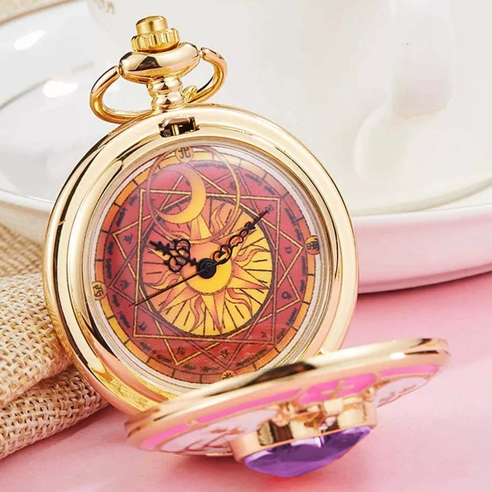 Sakura Card Captor Reloj de Bolsillo Vintage Collar Violeta