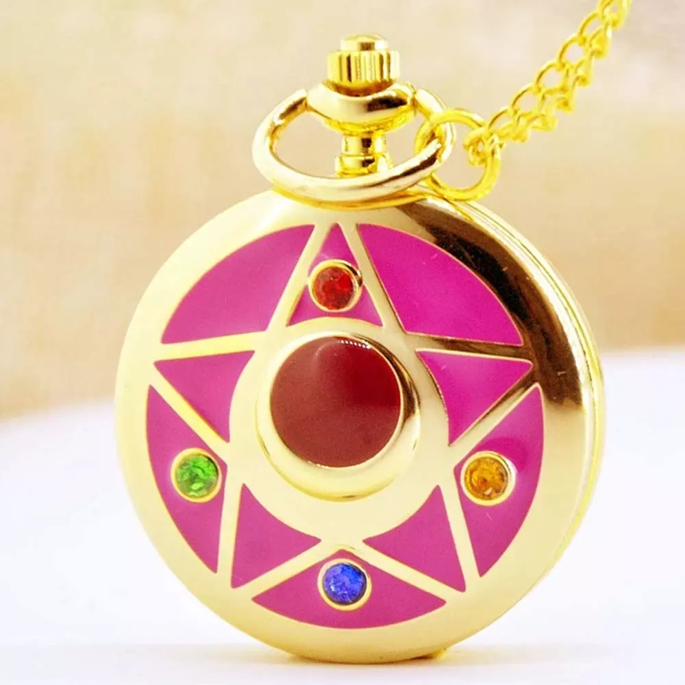 Sailor Moon Estrella Rosado Reloj de Bolsillo Vintage Collar