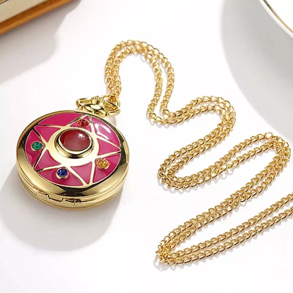 Sailor Moon Estrella Rosado Reloj de Bolsillo Vintage Collar