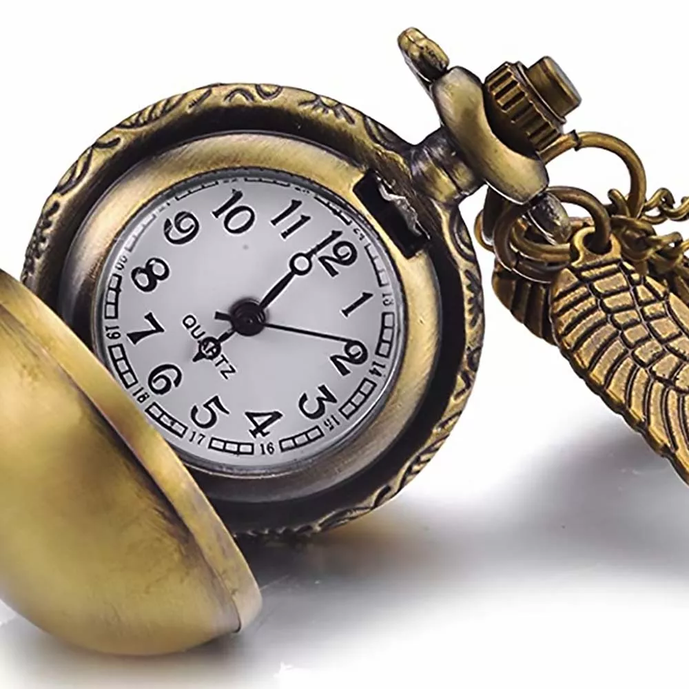 Harry Potter Snitch Dorada Reloj de Bolsillo Vintage Collar M2