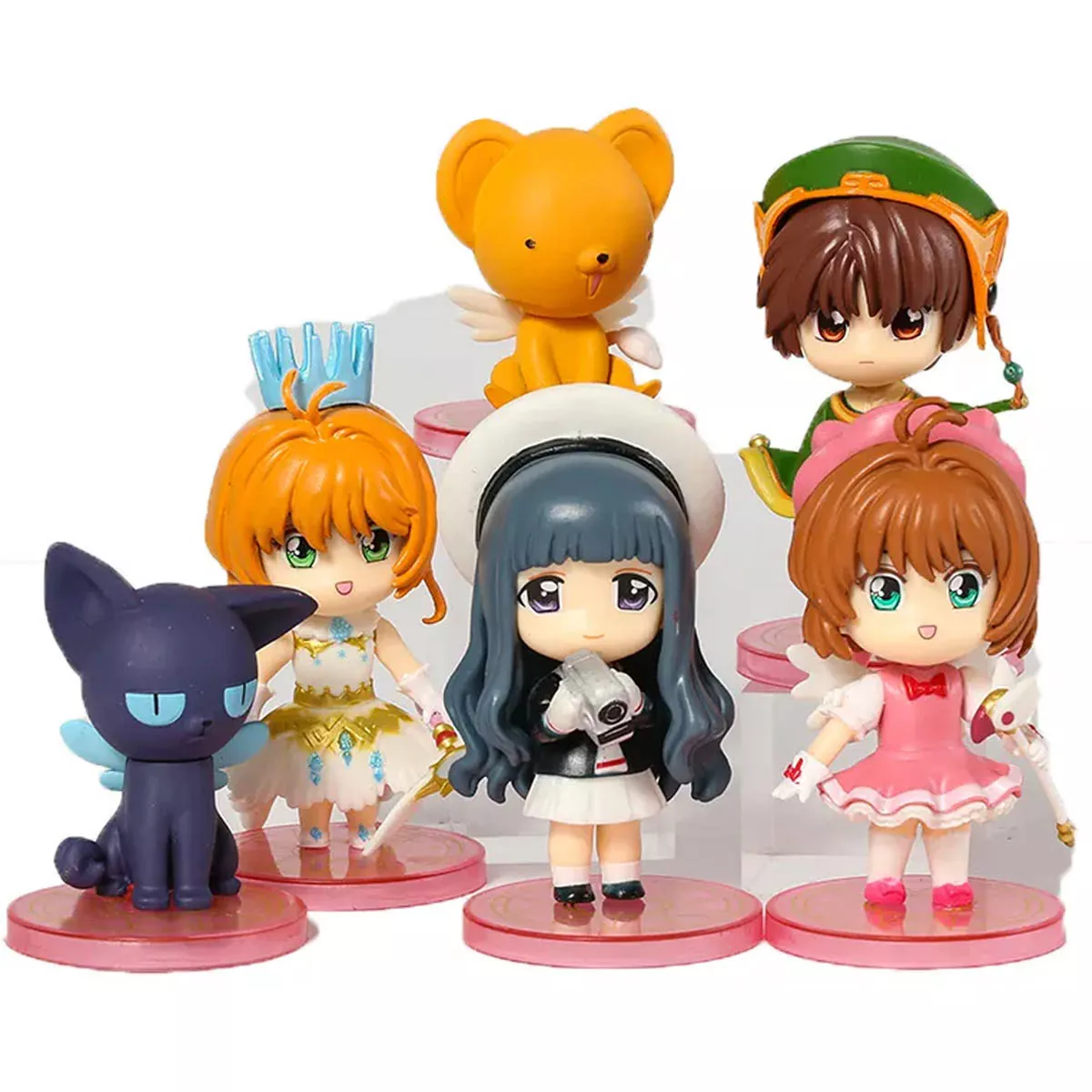 Sakura Card Captor Figuras Set 6 Pz. Base Rosada 10cm Precio x Unidad