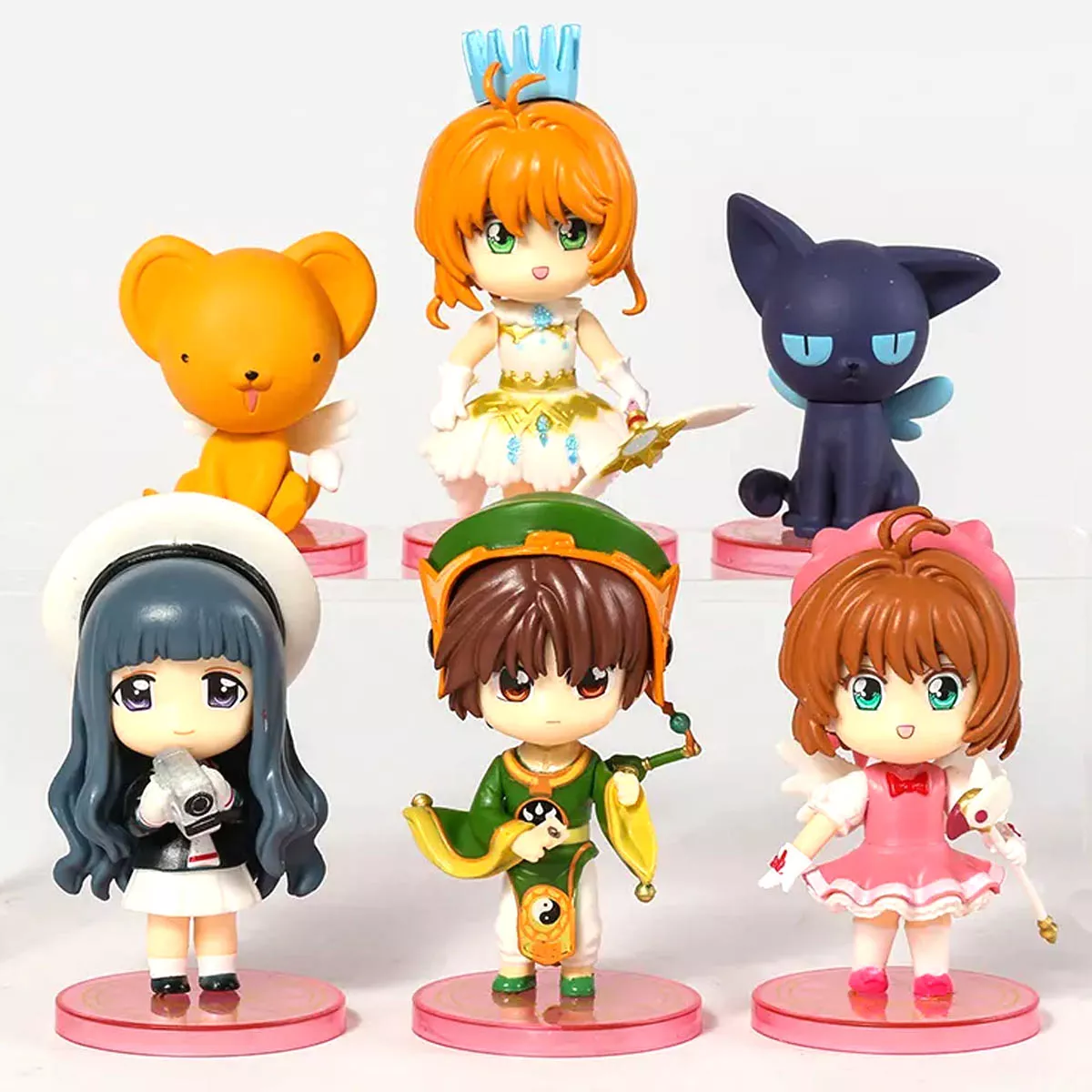 Sakura Card Captor Figuras Set 6 Pz. Base Rosada 10cm Precio x Unidad